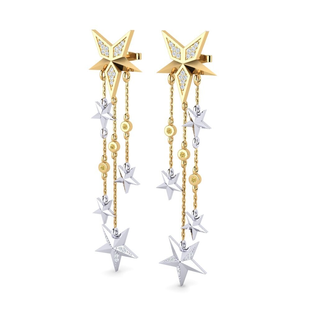 14ct Yellow & White Gold Yellow Diamond Women's Earring Alvino