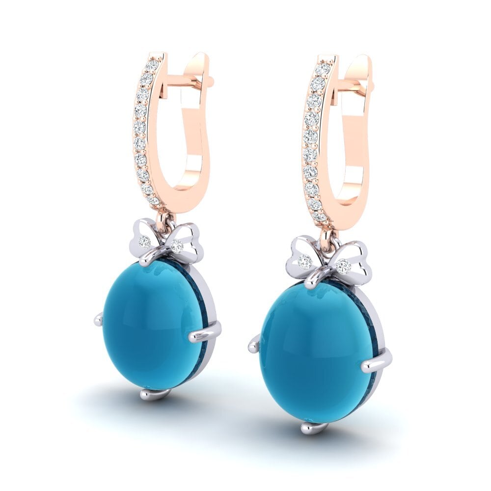585 Ros & Putih Emas Topaz Biru Cabochon Anting-anting wanita Alviss
