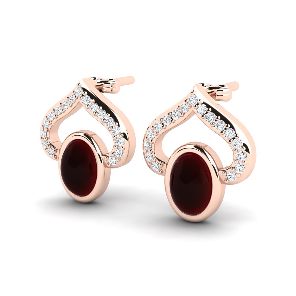 red-375 Cabochon Granada Brincos Feminino Alyeska