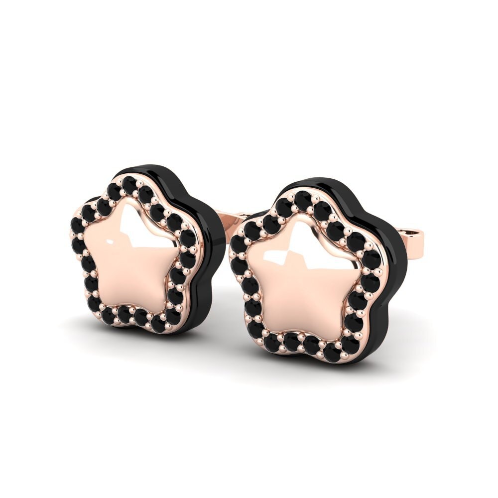 14k Oro Rosa Ónix Negro Pendiente de mujer Alysia