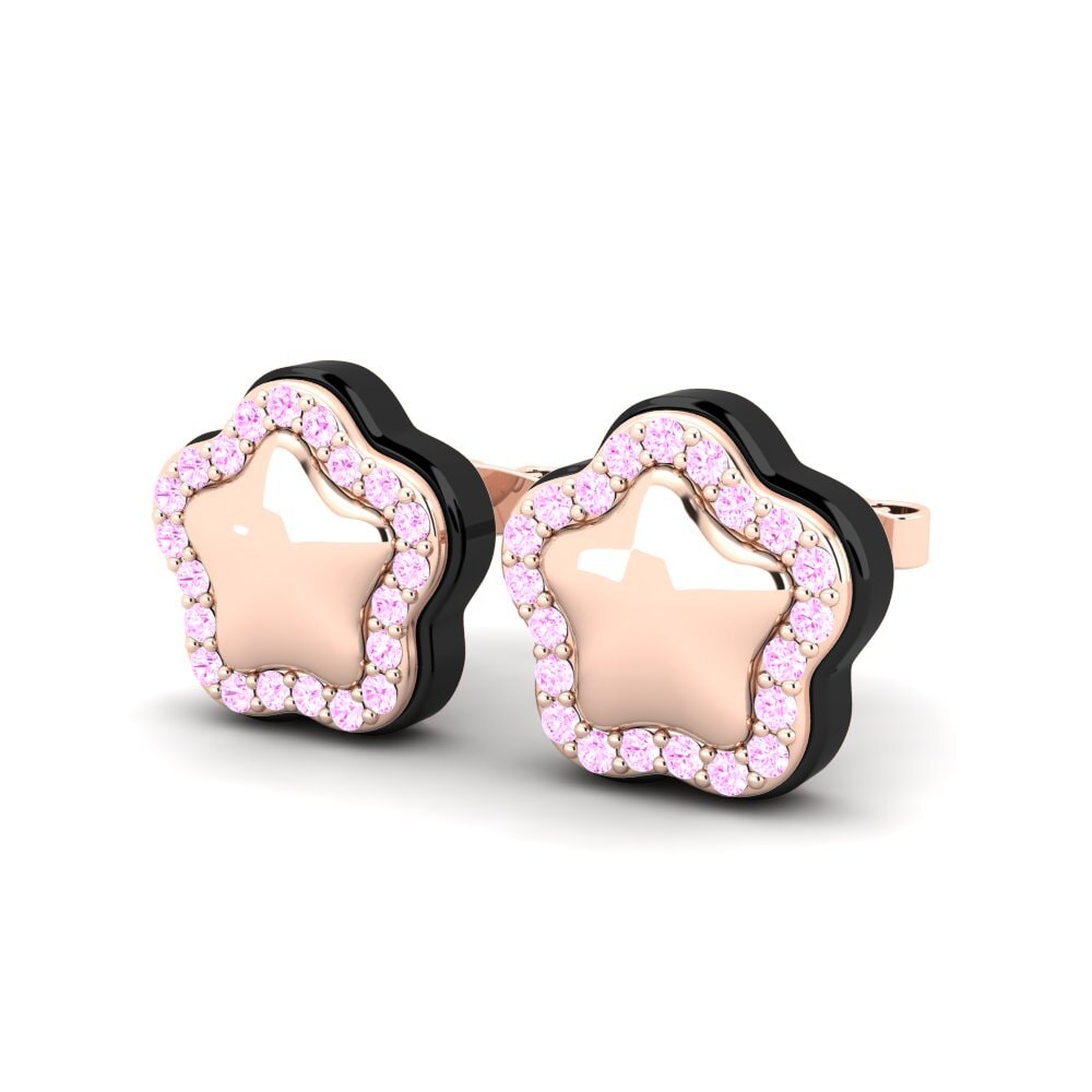 14k Oro Rosa Zafiro Rosado Pendiente de mujer Alysia