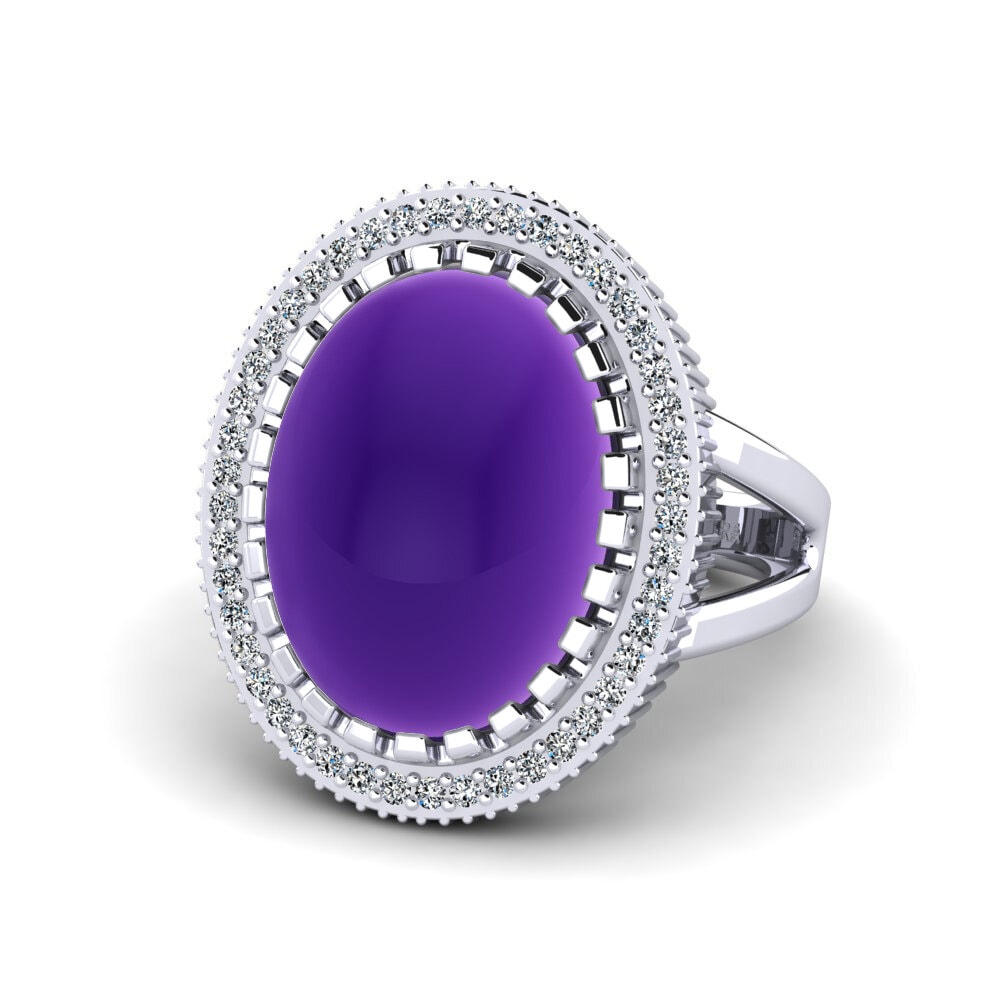 950 Palladium Cabochon Amethyst Ring Alzbeta