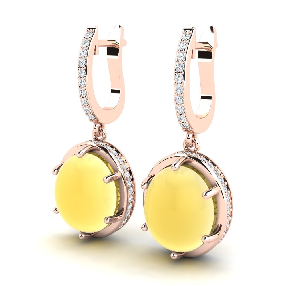 18k Oro Rosa Citrino Cabujón Pendiente de mujer Amadis