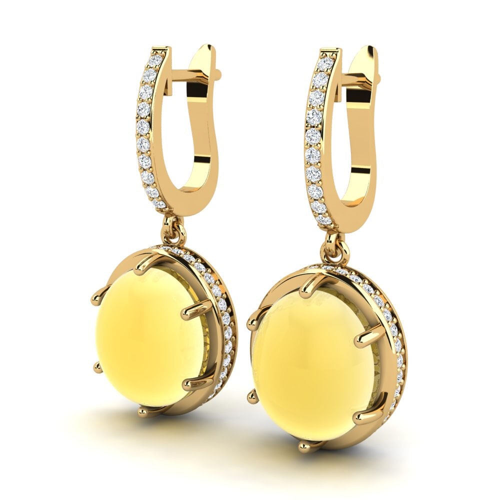 14k Oro Amarillo Citrino Cabujón Pendiente de mujer Amadis