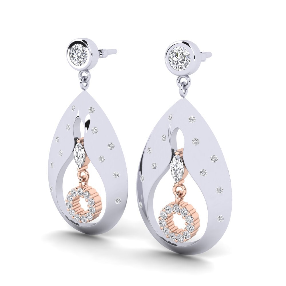 14ct White / Rose Gold Marquise Women's Earring Amador