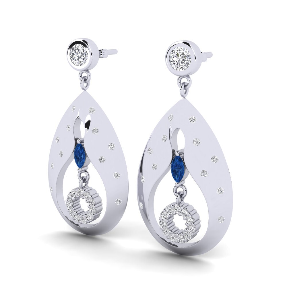 Zircônia azul escuro Brincos Feminino Amador