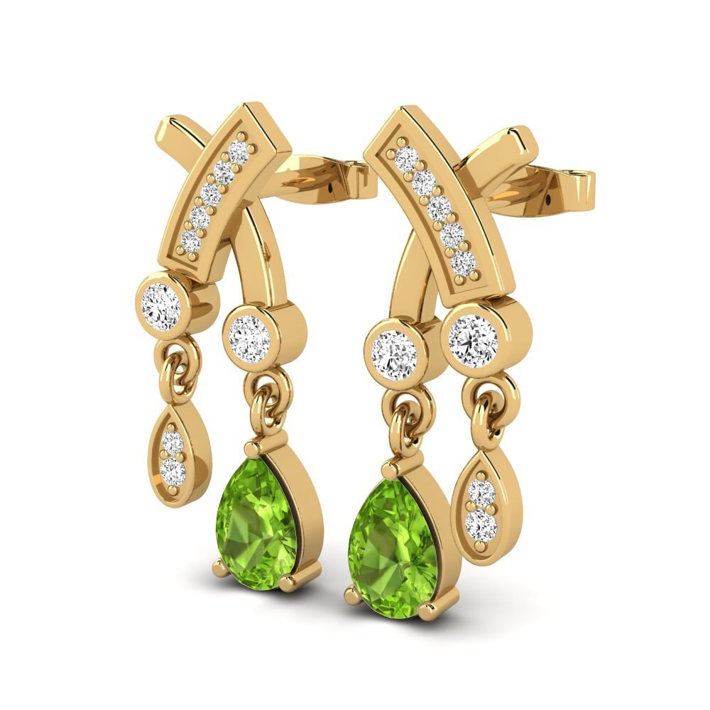 9k Oro Amarillo Peridoto Pendiente de mujer Amalea
