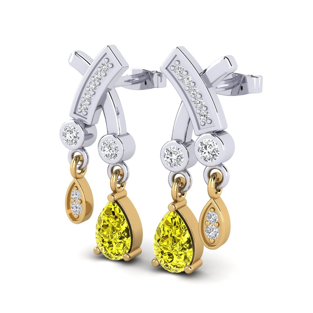 14ct White & Yellow Gold Yellow Diamond Women's Earring Amalea
