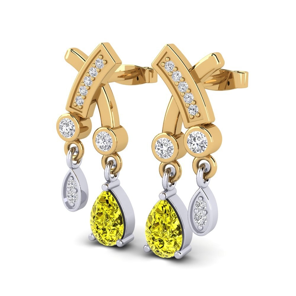 14ct Yellow & White Gold Yellow Diamond Women's Earring Amalea