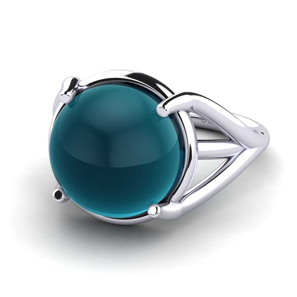 Topacio Azul Londres Cabujón Anillo Amaleta