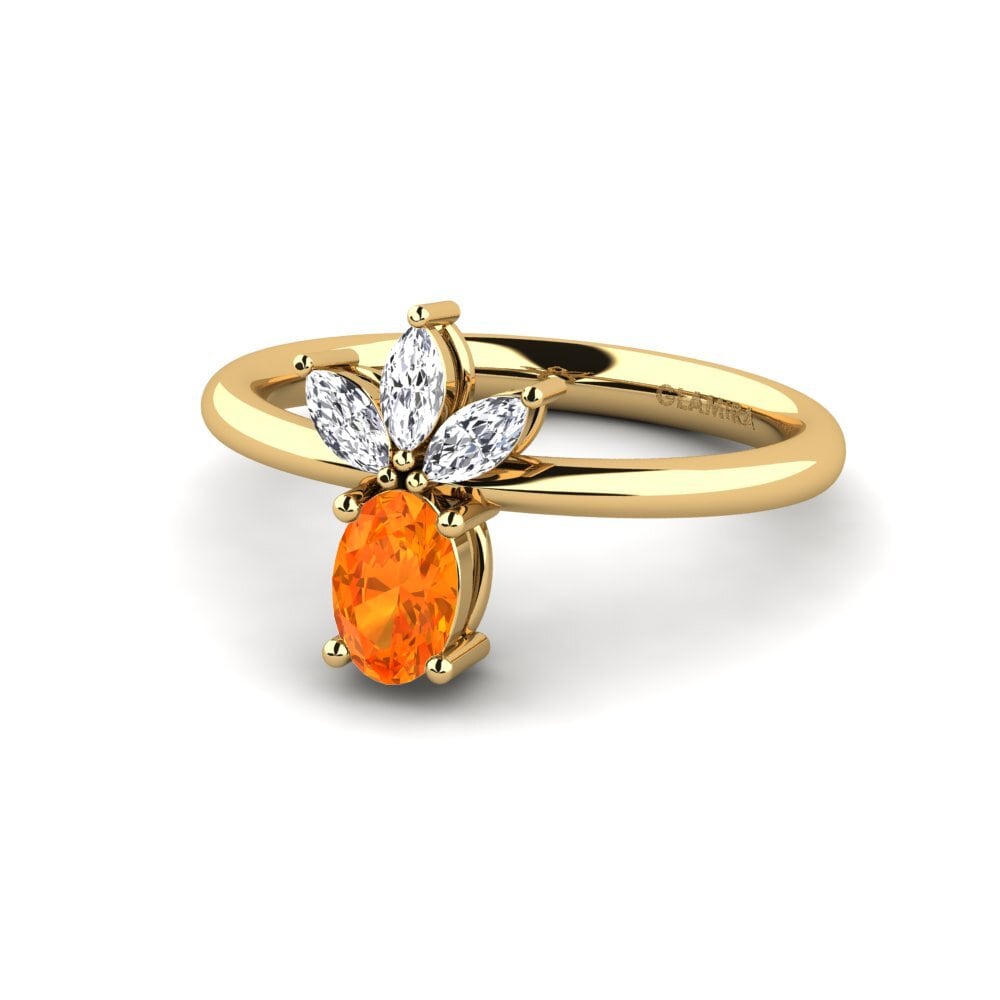 Ovalado Zafiro Naranja Anillo Amalfi