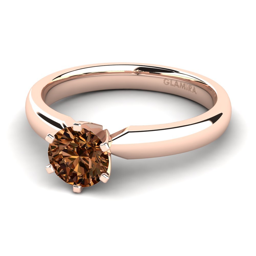 14k Oro Rosa Diamante café Anillo de compromiso Amanda