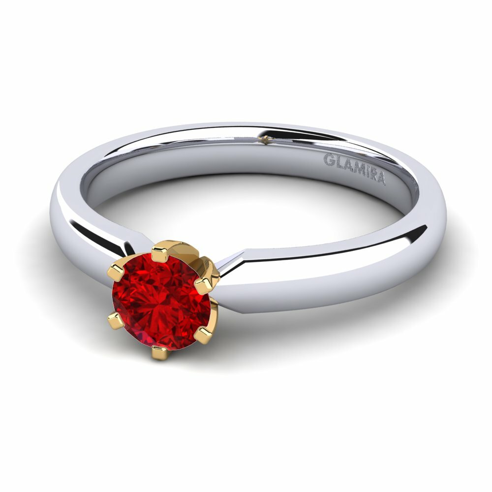 14k White & Yellow Gold Ruby (Lab Created) Engagement Ring Amanda 0.5crt