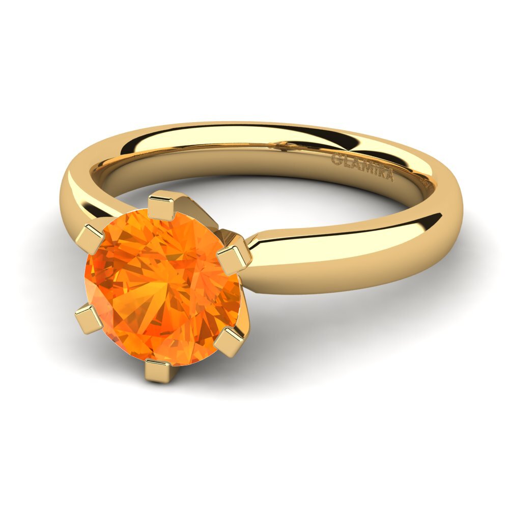 18k Oro Amarillo Zafiro Naranja Anillo de compromiso Amanda 2.0crt