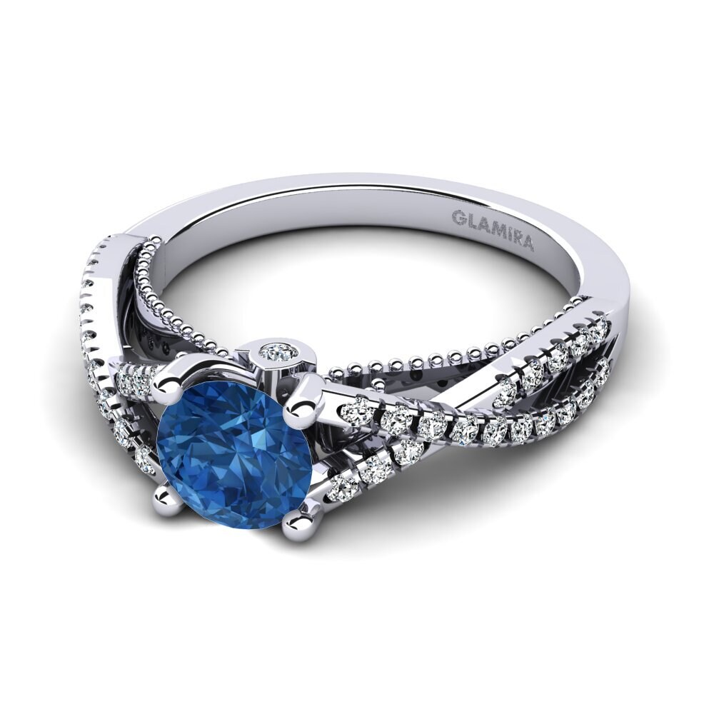 Circonita Azul Oscuro Anillo de compromiso Amaranta