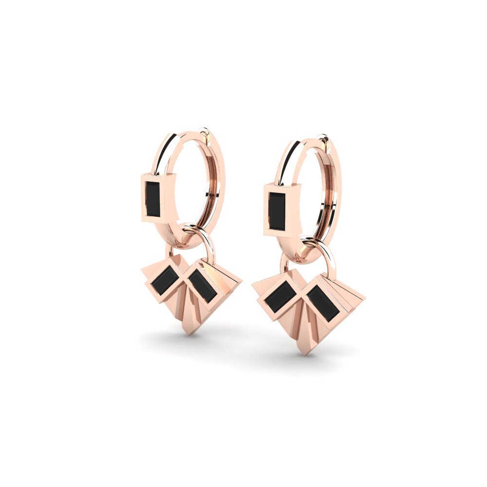 14k Rose Gold Black Sapphire Women's Earring Ambiguous