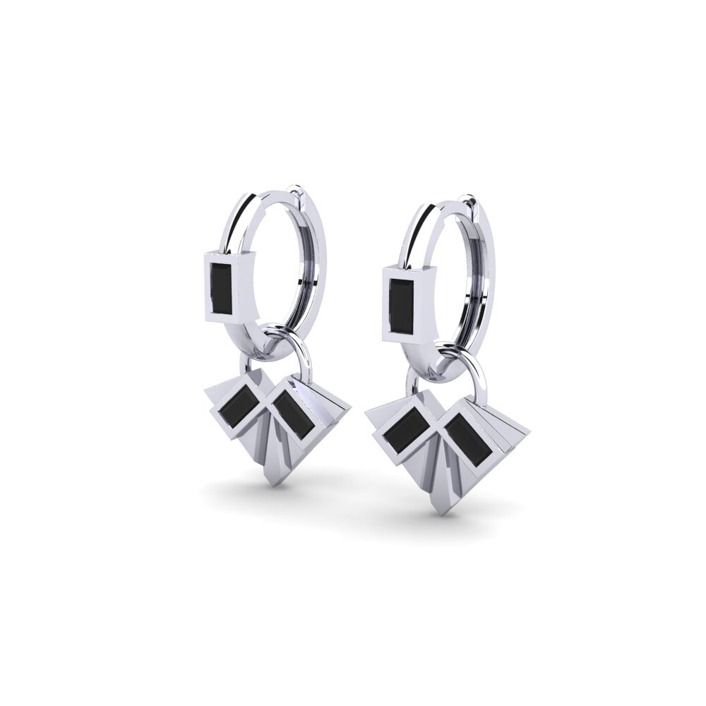 9k White Gold Black Sapphire Women's Earring Ambiguous