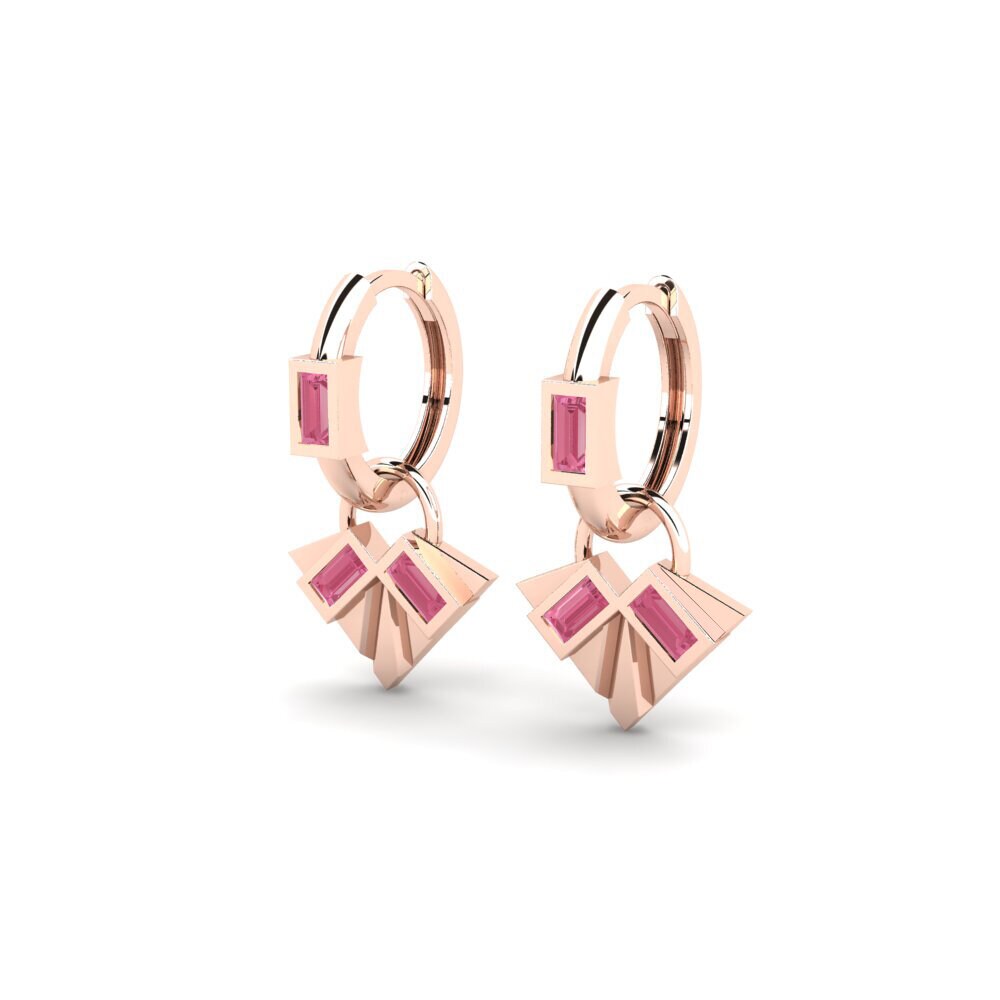 14k Rose Gold Pink Sapphire Women's Earring Ambiguous