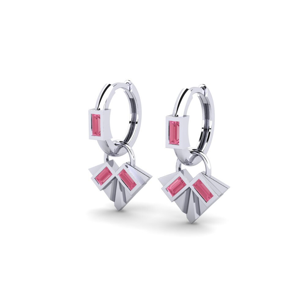 950 Platinum Pink Sapphire Women's Earring Ambiguous