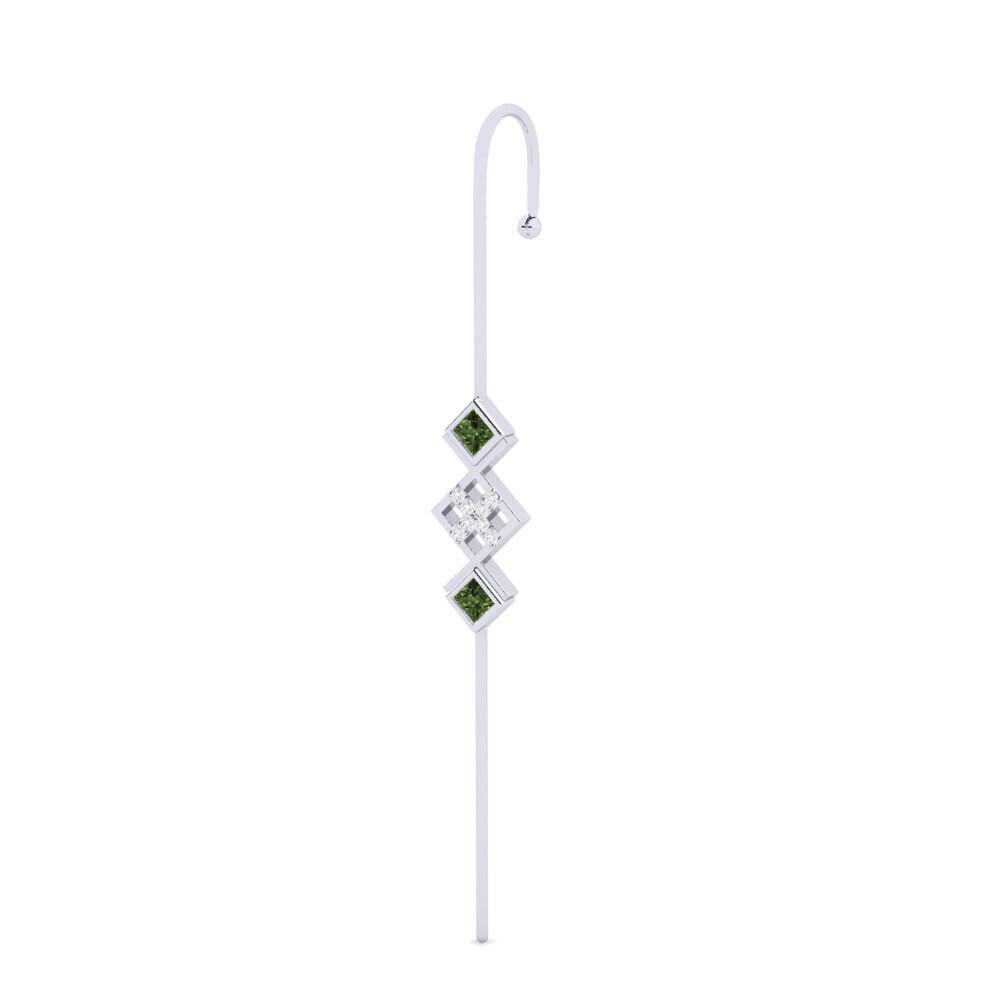 950 Platin Grüner Saphir Ohrpiercings Ameliaser