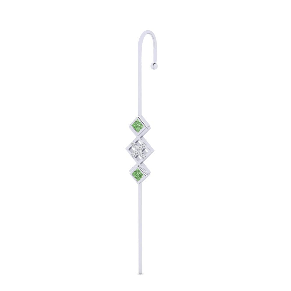 950 Platin Grüner Diamant Ohrpiercings Ameliaser