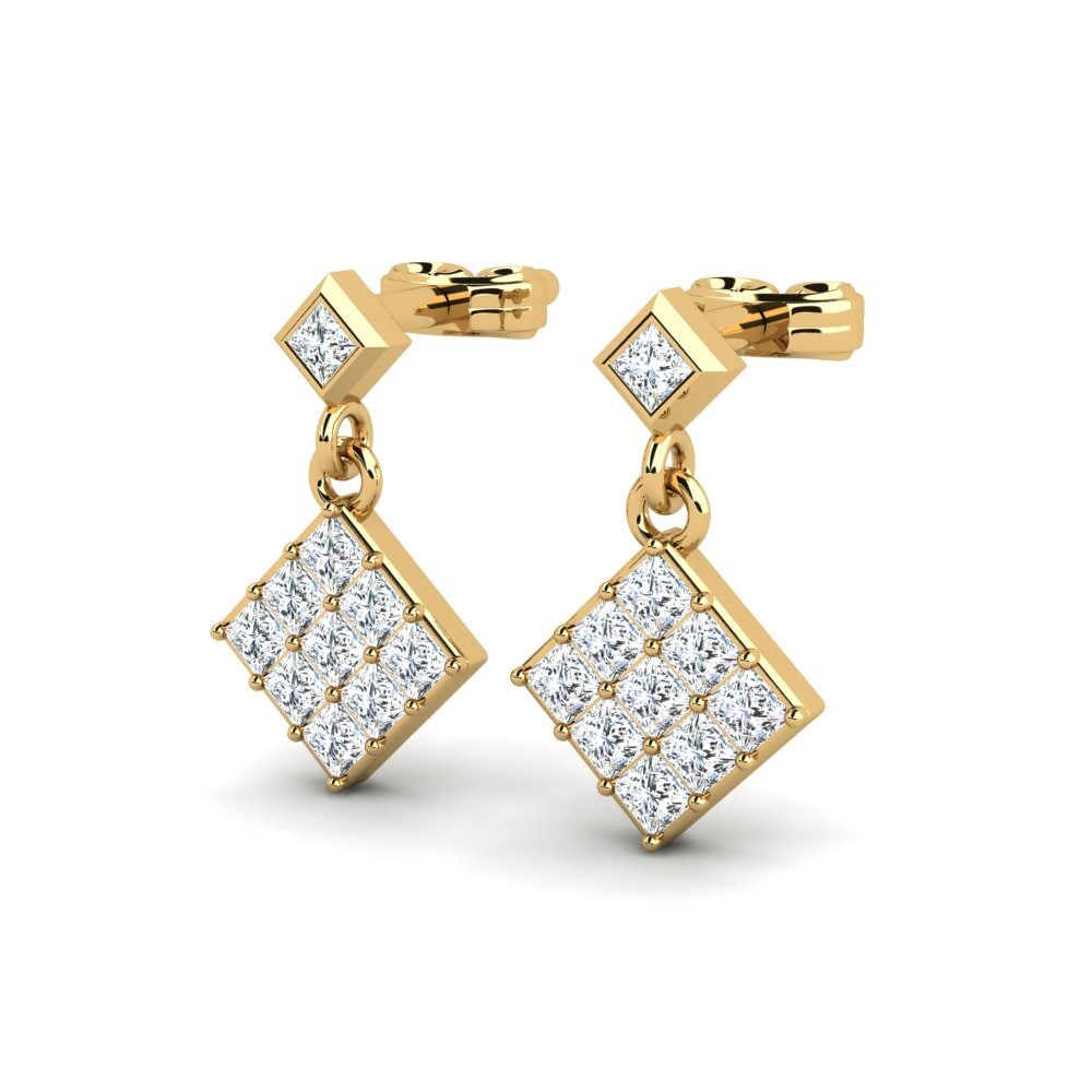 14k Oro Amarillo Princesa Pendiente de mujer Amend