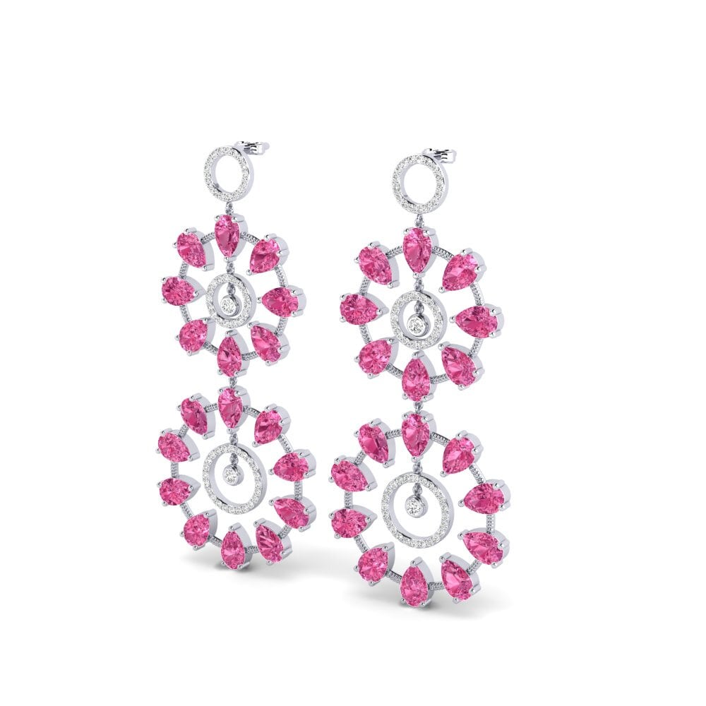 Platino 950 Turmalina rosa Pendiente de mujer Amenya