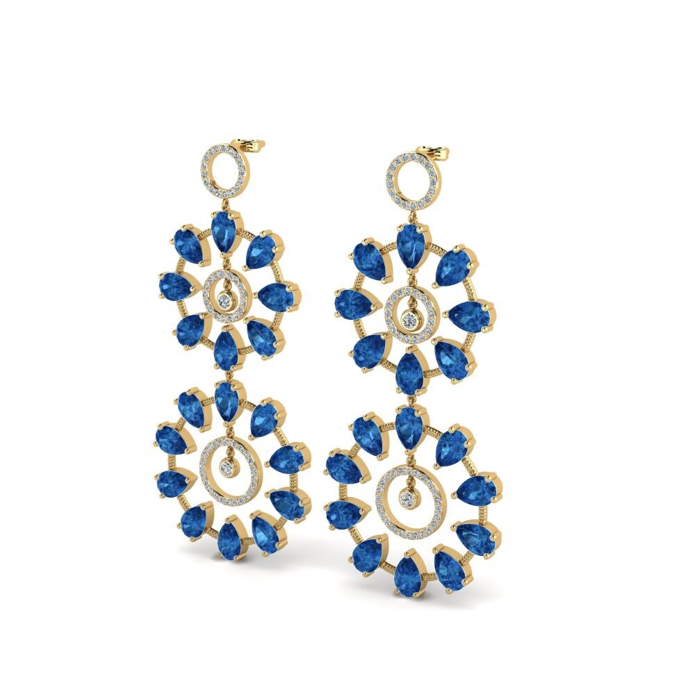 Zircônia azul escuro Brincos Feminino Amenya