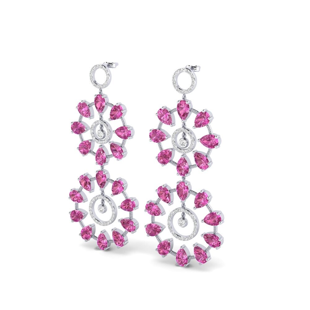 18k Oro Blanco Topacio Rosa Pendiente de mujer Amenya