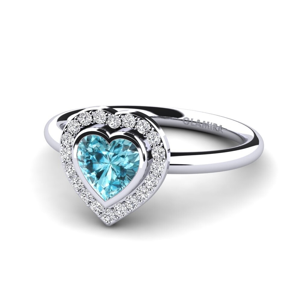 Heart Blue Zircon Women's Ring Amery