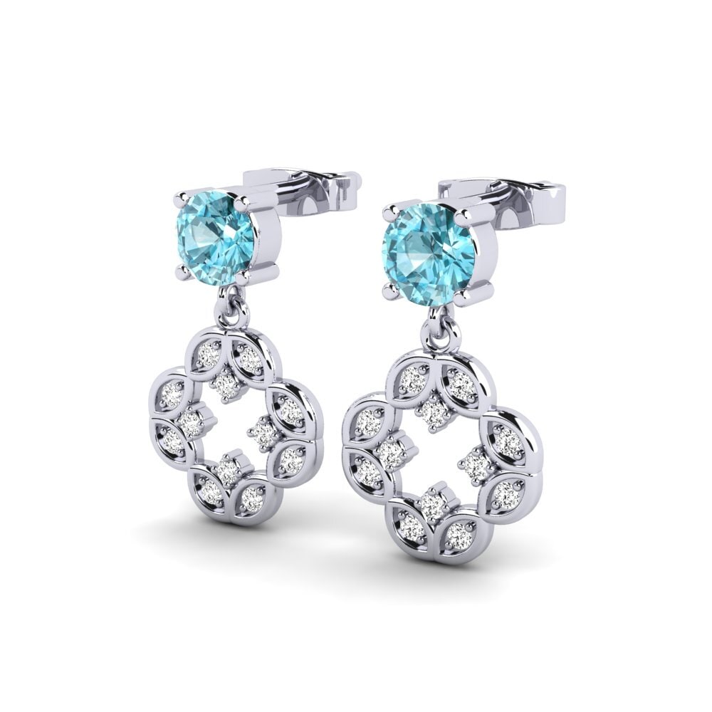 Zircon Bleu Boucle d'oreille femme Ameublir