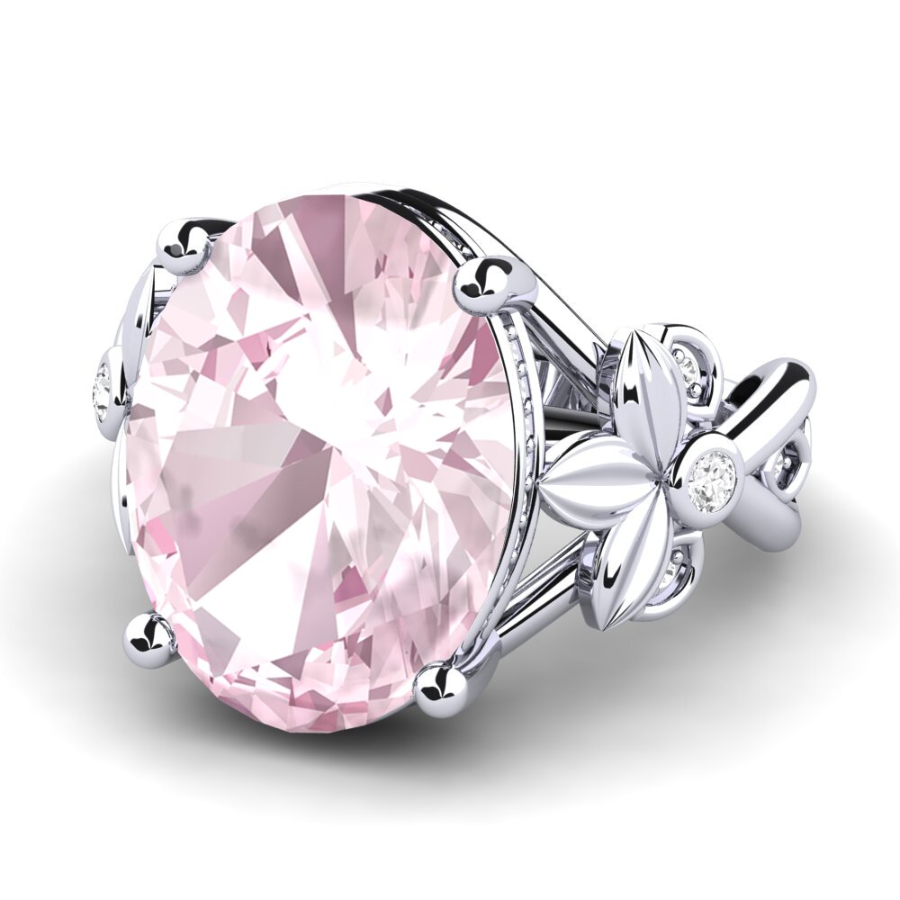White Silver Kunzite Ring Ami