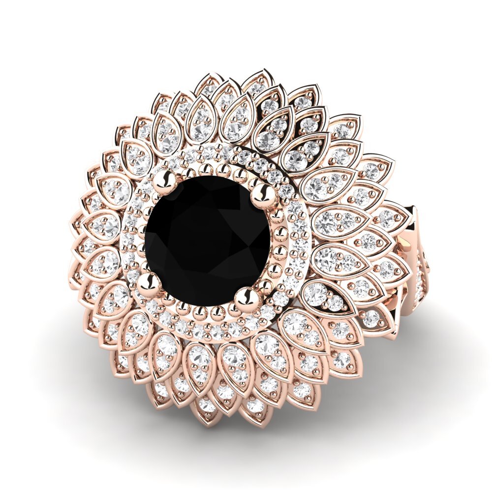 9k Rose Gold Black Onyx Ring Amirella