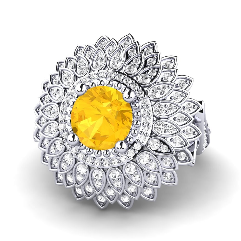 White Silver Citrine Ring Amirella