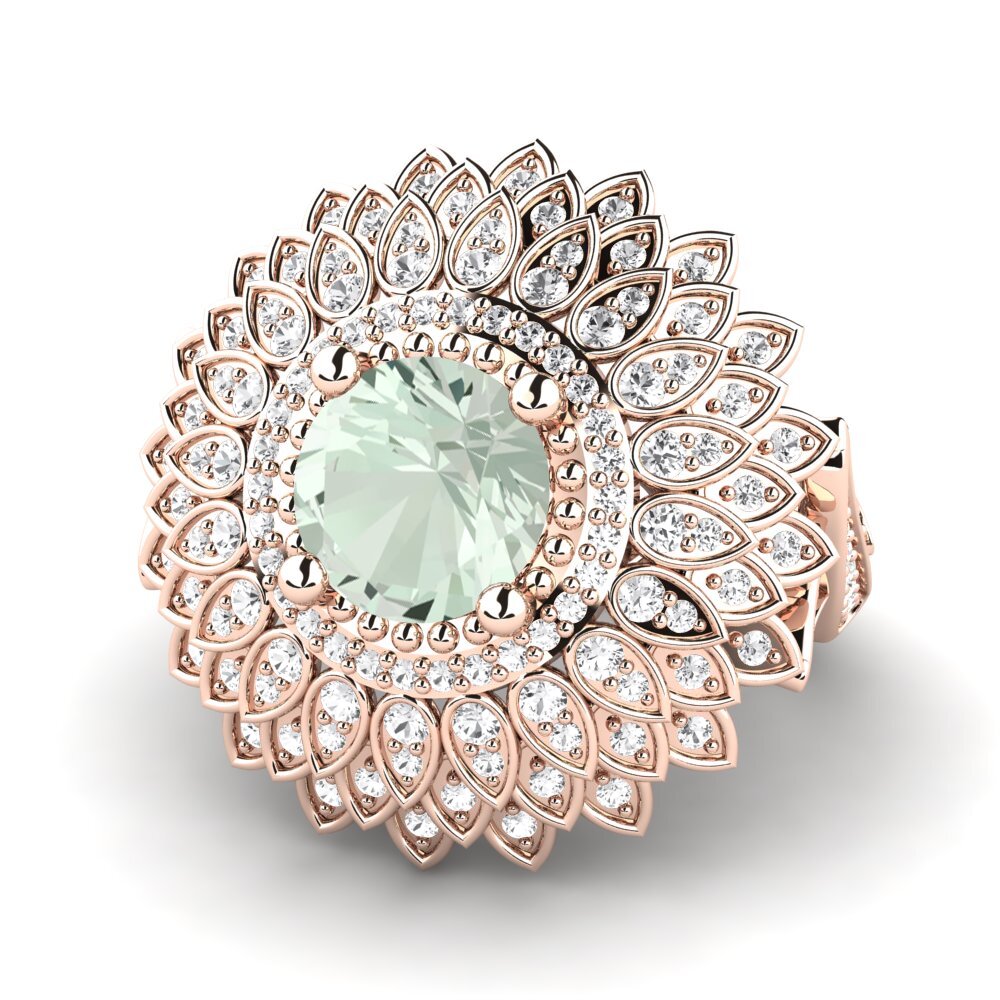 9k Rose Gold Green Amethyst Ring Amirella