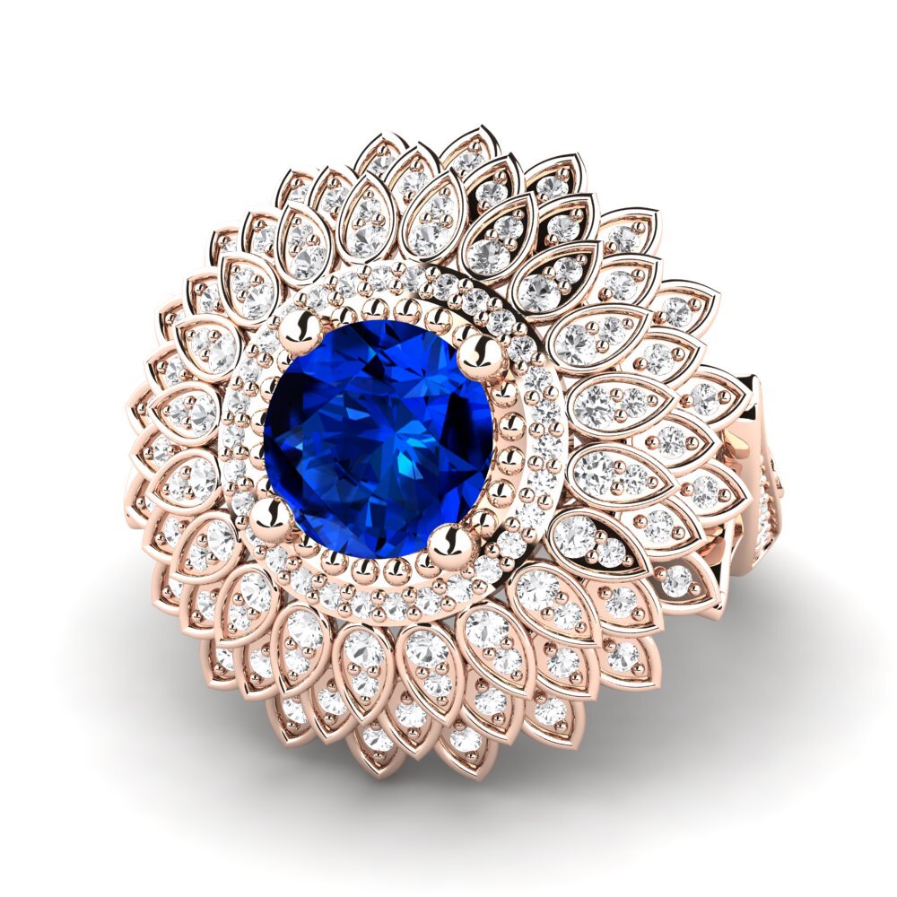 9k Rose Gold Sapphire (Lab Created) Ring Amirella