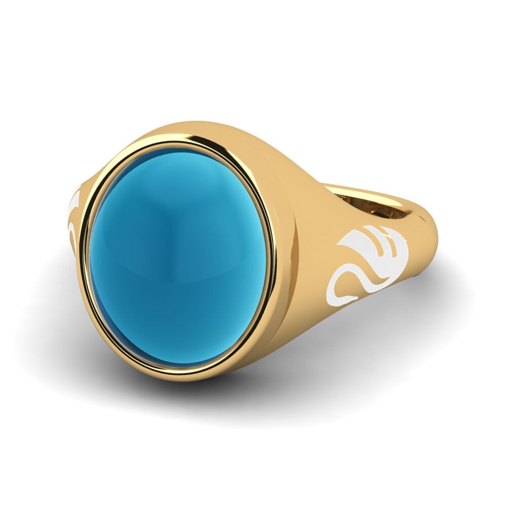 9k Oro Amarillo Topacio Azul Cabujón Anillo Amonaria