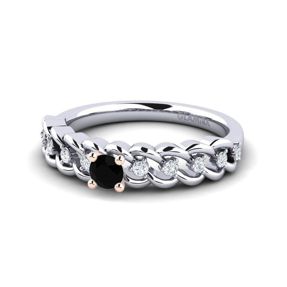 Safira negra Anel de Noivado Amora 0.16 crt