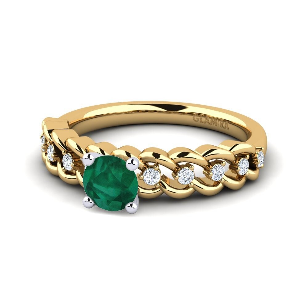 Vàng-Trắng 14K Đá Emerald / Ngọc lục Bảo Nhẫn đính hôn Amora