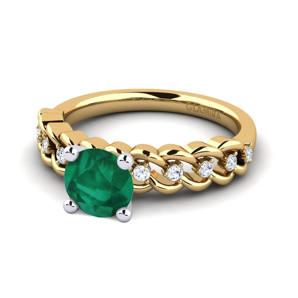 Vàng-Trắng 14K Đá Emerald / Ngọc lục Bảo Nhẫn đính hôn Amora 1.0 crt