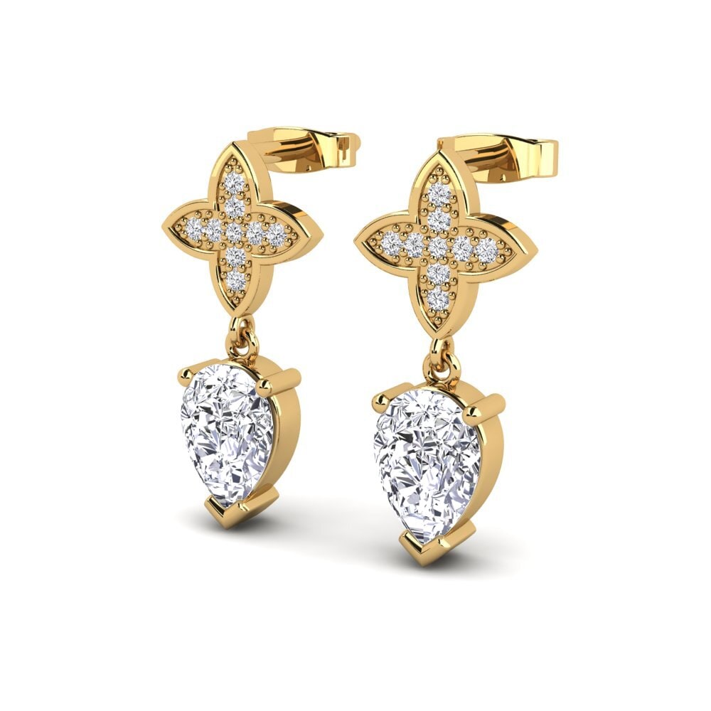 14k Oro Amarillo Pera Pendiente de mujer Amore
