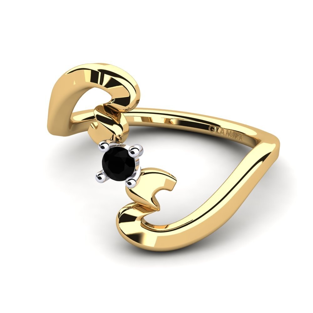18ct Yellow & White Gold Black Diamond Women's Ring Amoretta