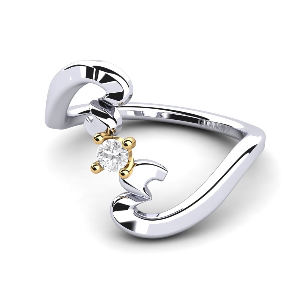 14ct White & Yellow Gold White sapphire Women's Ring Amoretta