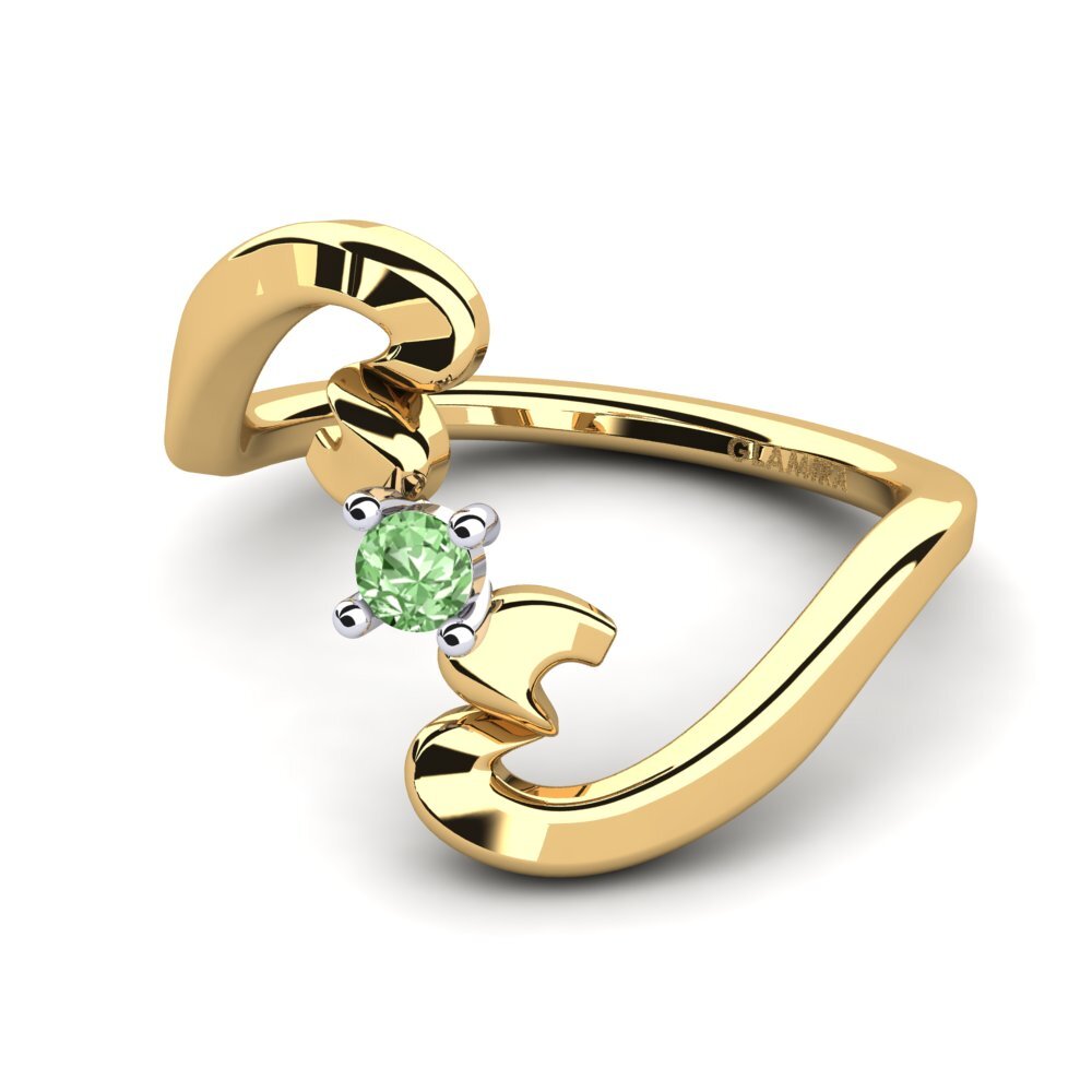 18ct Yellow & White Gold Green Diamond Women's Ring Amoretta
