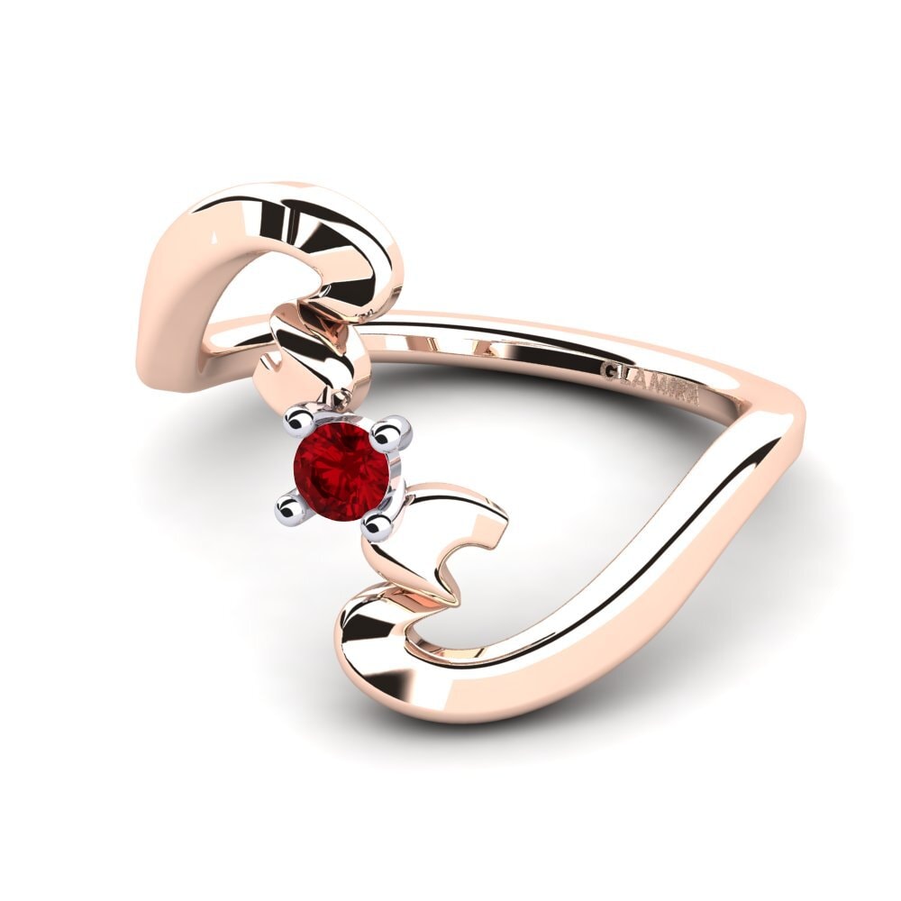 9ct Rose & White Gold Red Zirconia Women's Ring Amoretta
