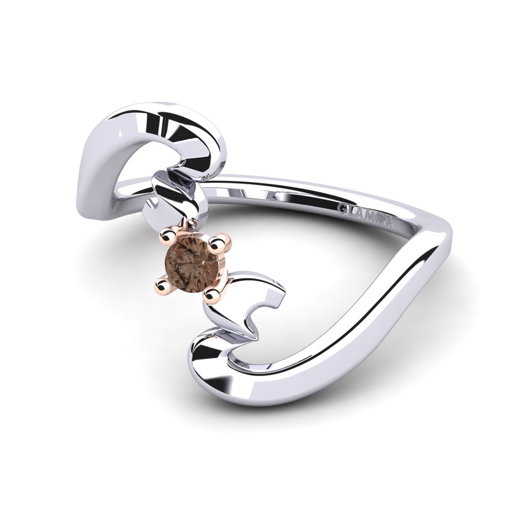 9ct White & Rose Gold Smoky Quartz Women's Ring Amoretta