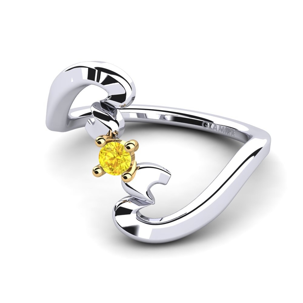 14ct White & Yellow Gold Yellow Sapphire Women's Ring Amoretta