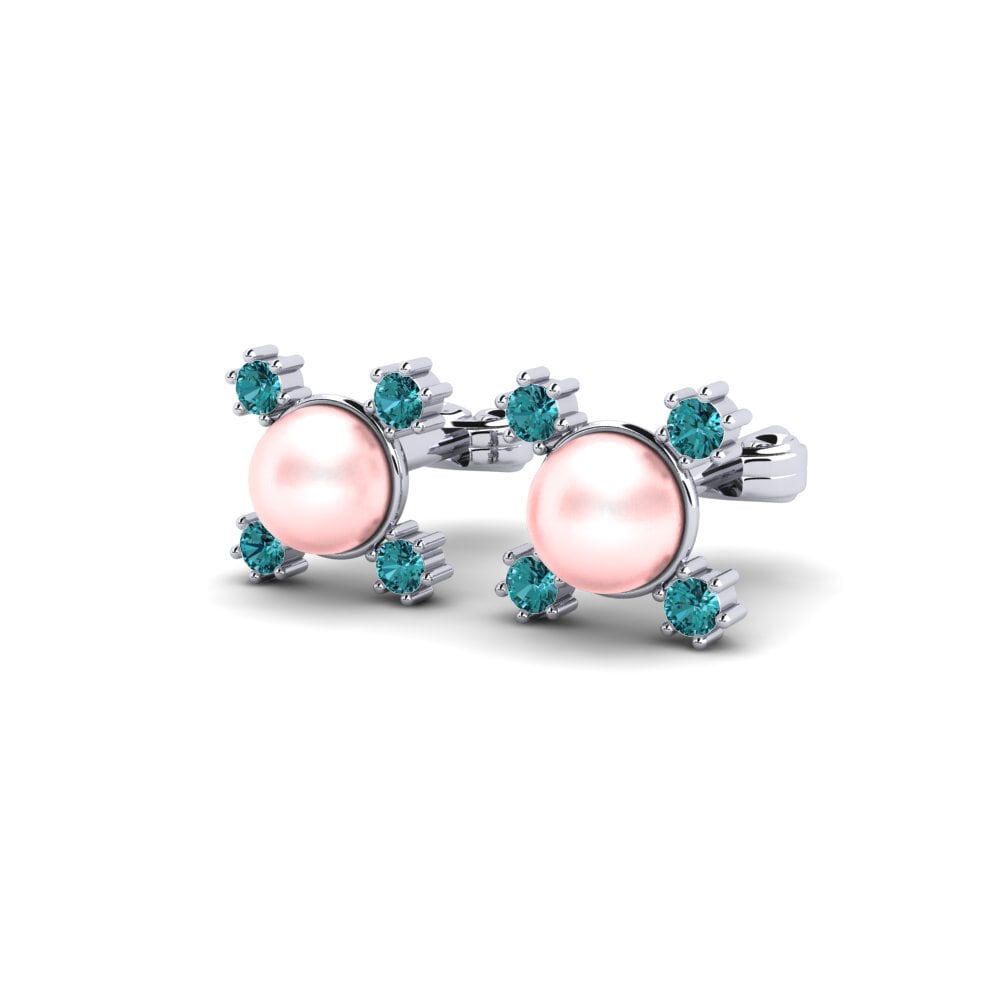 18k White Gold Blue Diamond Kid's Earring Amory