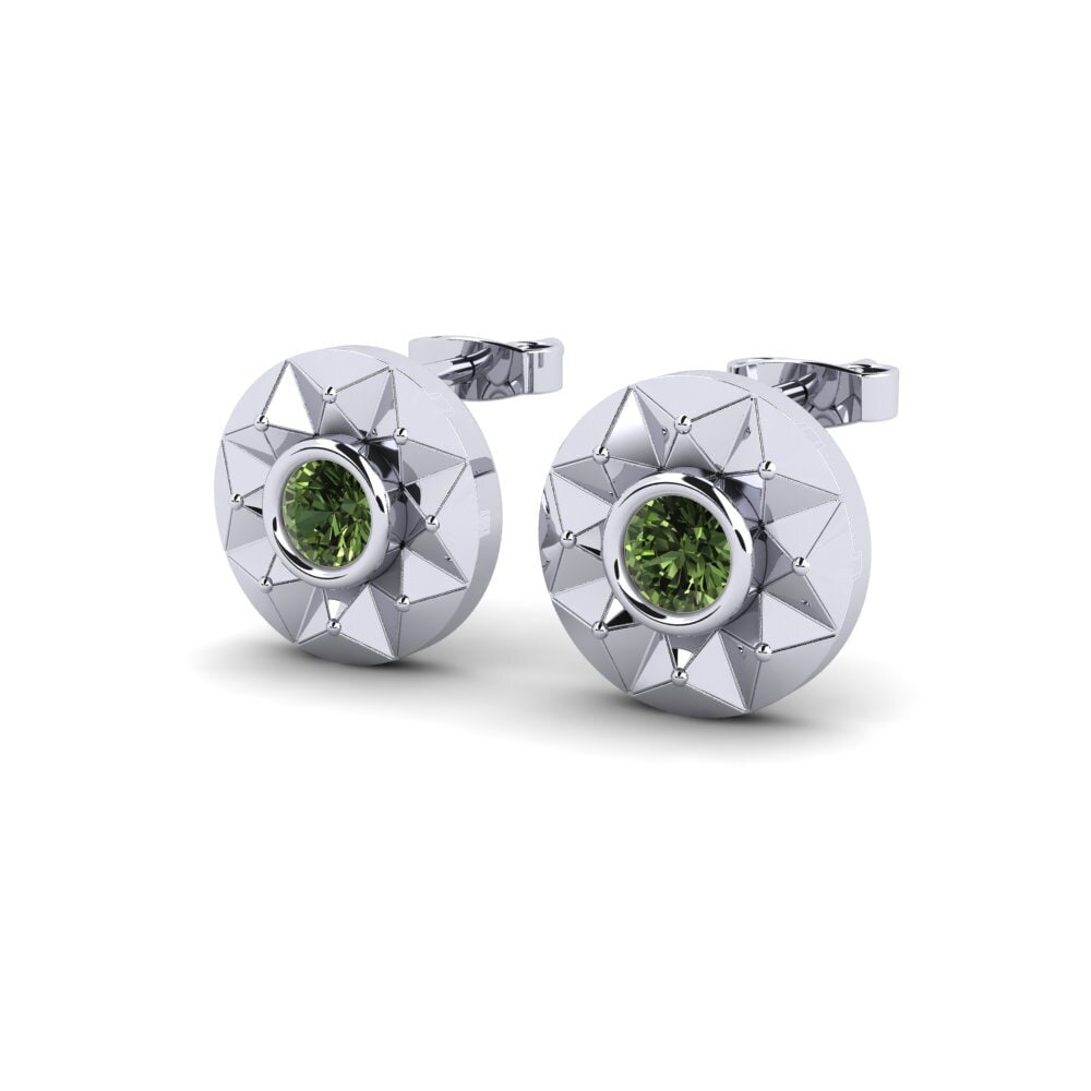 Oro Bianco 585 Zaffiro Verde Orecchino da donna Ampharos