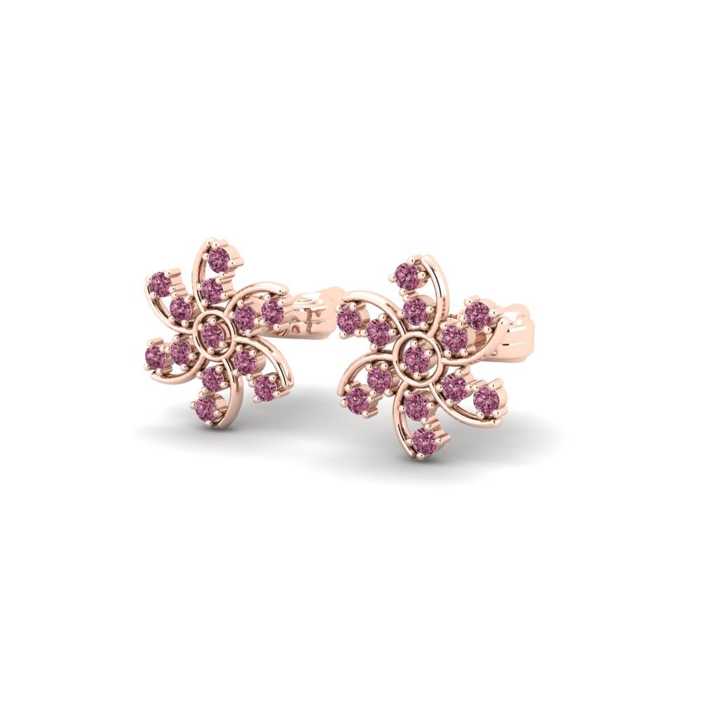 14k Oro Rosa Granate Rhodolite Pendiente de mujer Amrit